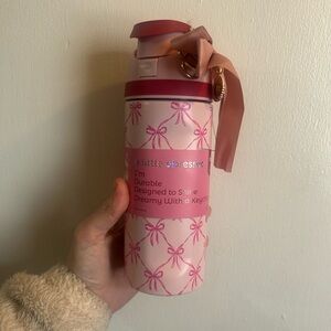 Pink Bow Patterned Water Bottle